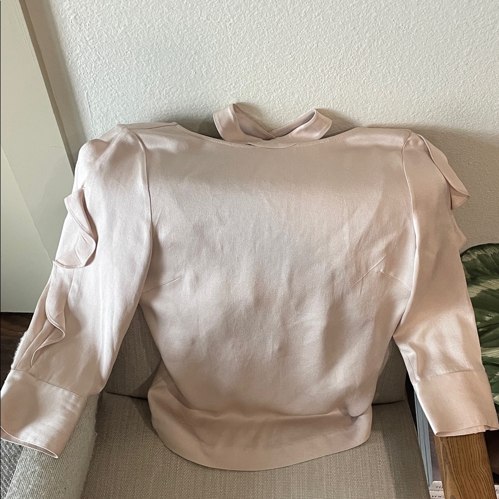 Marissa Webb Pale Blush Ruffle Sleeve Blouse